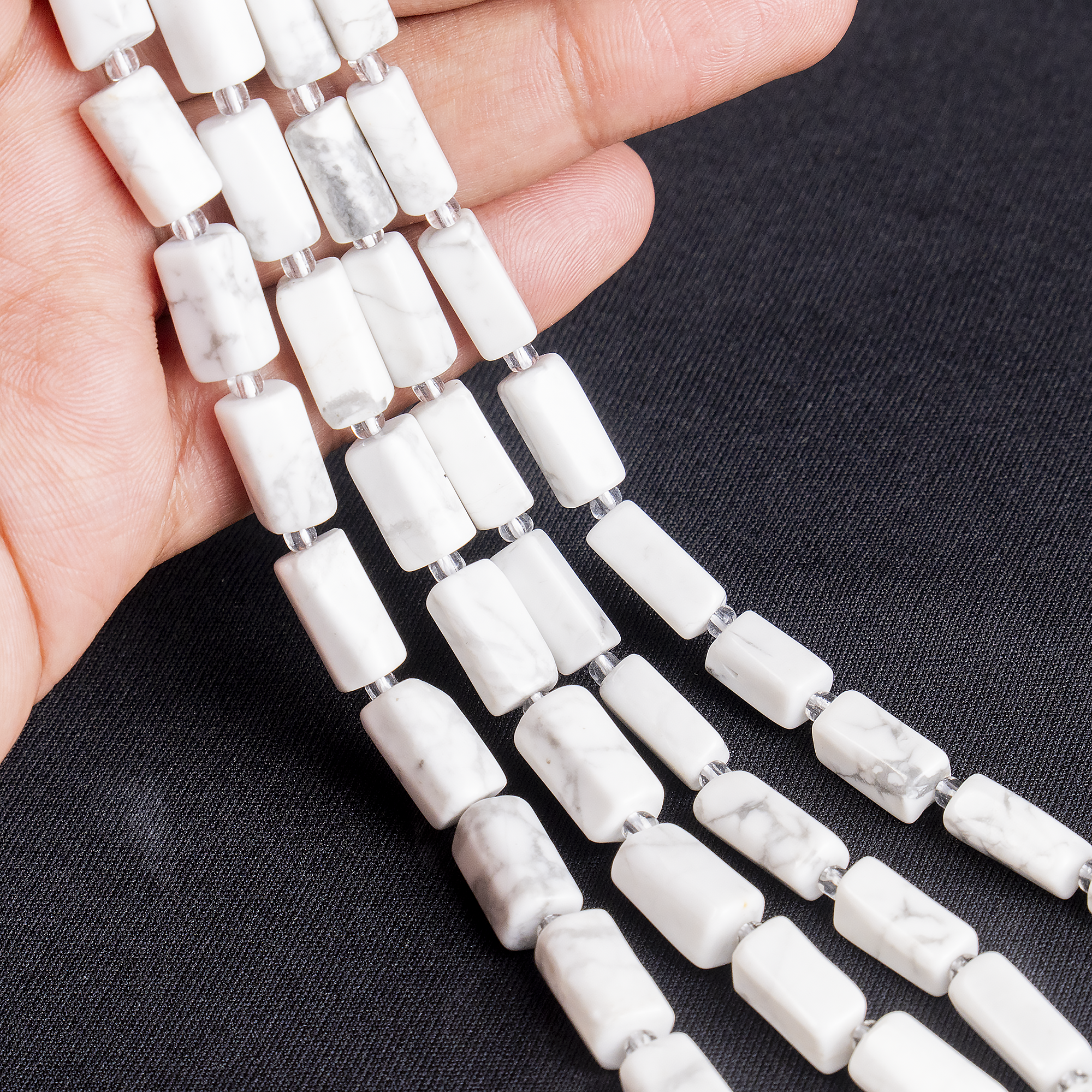 Howlite Gemstone Pipe Bead, Crystal Healing Tube Beads.  DestGlow