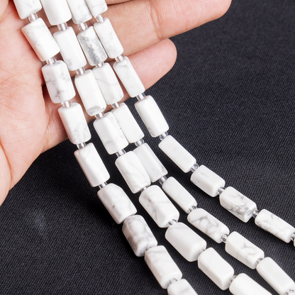 Howlite Gemstone Pipe Bead, Crystal Healing Tube Beads.  DestGlow