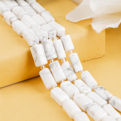Howlite Gemstone Pipe Bead, Crystal Healing Tube Beads.  DestGlow