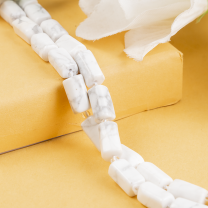 Howlite Gemstone Pipe Bead, Crystal Healing Tube Beads.  DestGlow