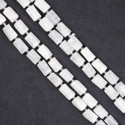 White Rainbow Moonstone Gemstone Pipe Bead, Crystal Healing Tube Beads.  DestGlow