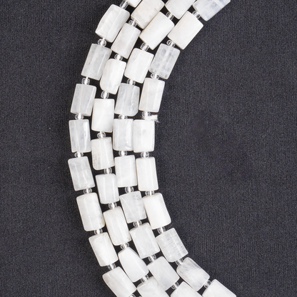 White Rainbow Moonstone Gemstone Pipe Bead, Crystal Healing Tube Beads.  DestGlow
