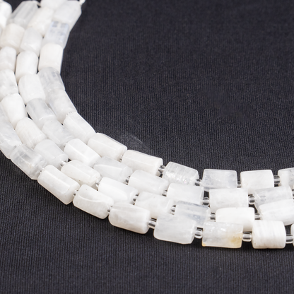 White Rainbow Moonstone Gemstone Pipe Bead, Crystal Healing Tube Beads.  DestGlow