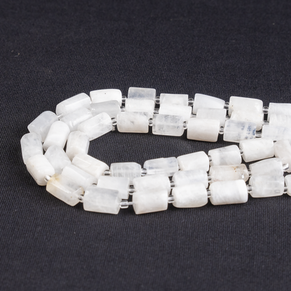 White Rainbow Moonstone Gemstone Pipe Bead, Crystal Healing Tube Beads.  DestGlow