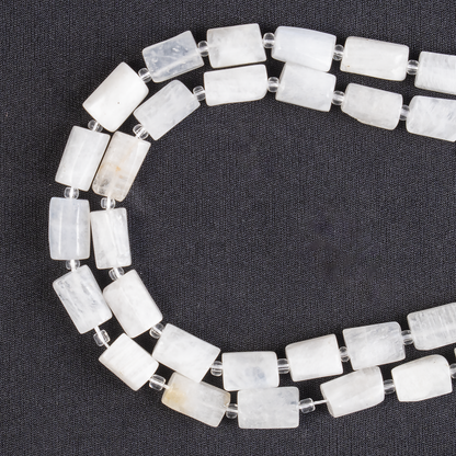 White Rainbow Moonstone Gemstone Pipe Bead, Crystal Healing Tube Beads.  DestGlow
