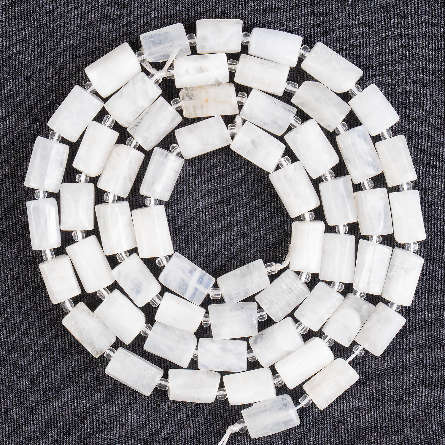 White Rainbow Moonstone Gemstone Pipe Bead, Crystal Healing Tube Beads.  DestGlow