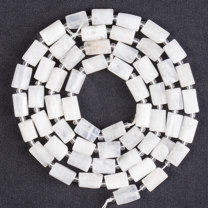 White Rainbow Moonstone Gemstone Pipe Bead, Crystal Healing Tube Beads.  DestGlow