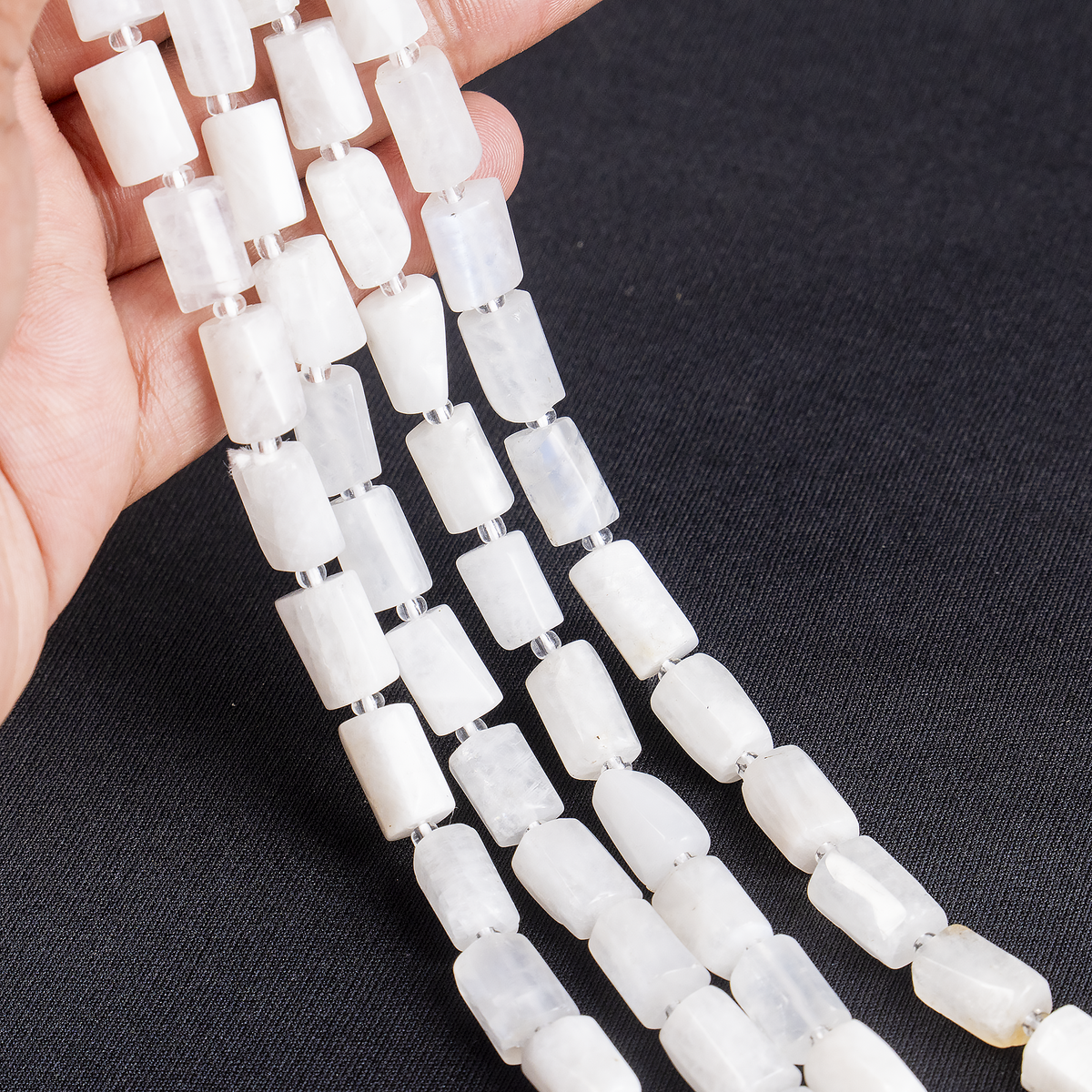 White Rainbow Moonstone Gemstone Pipe Bead, Crystal Healing Tube Beads.  DestGlow