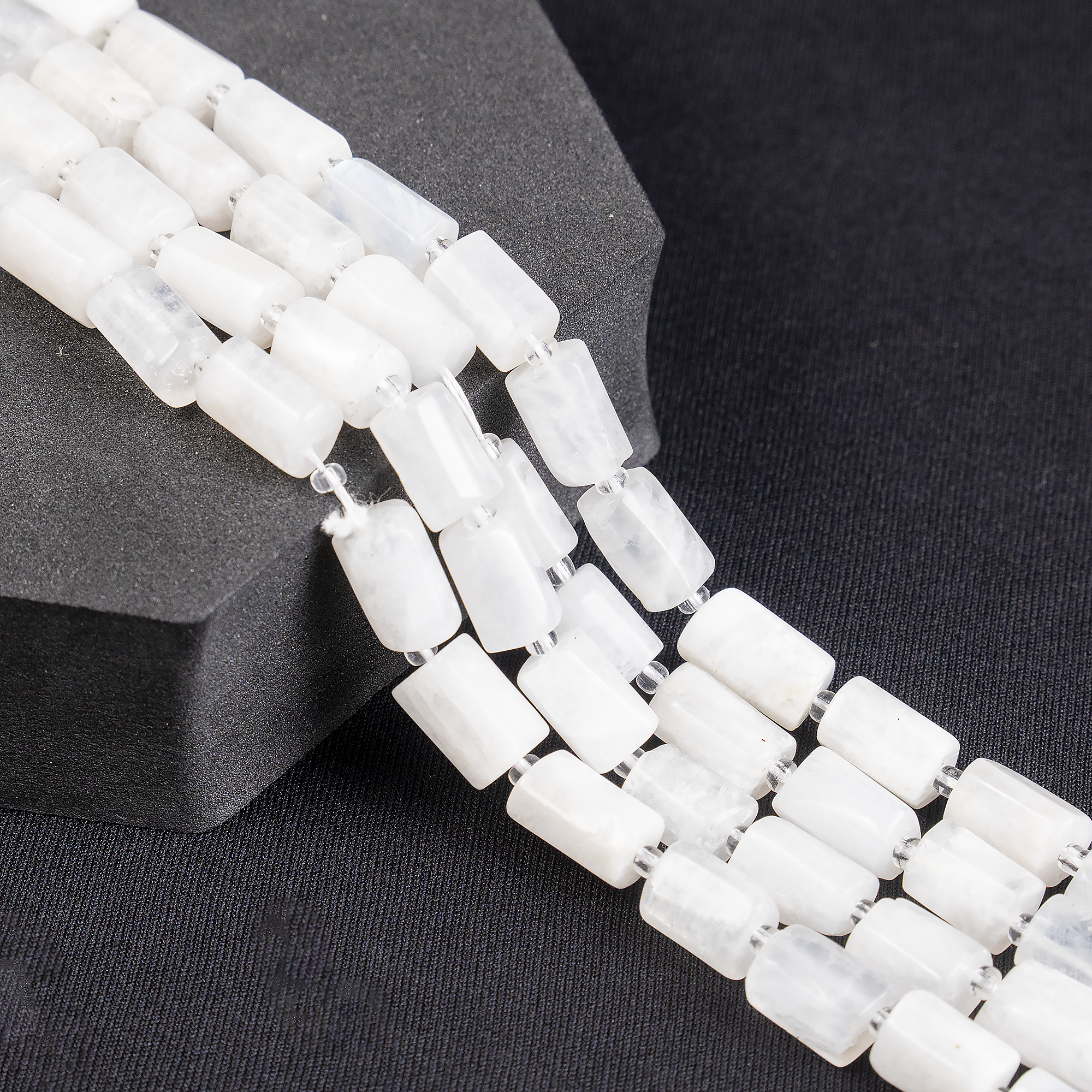 White Rainbow Moonstone Gemstone Pipe Bead, Crystal Healing Tube Beads.  DestGlow