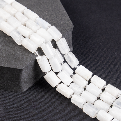 White Rainbow Moonstone Gemstone Pipe Bead, Crystal Healing Tube Beads.  DestGlow