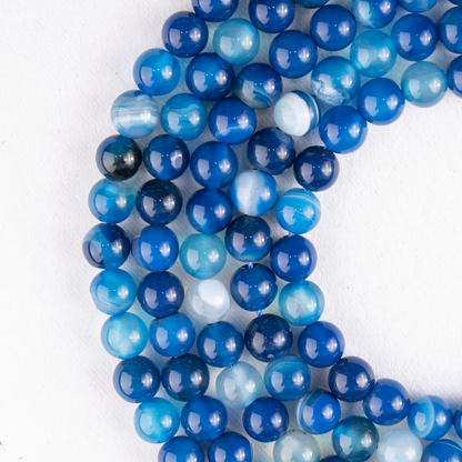 Blue Banded Agate Beads, Natural Crystal Round Beads 6mm to 12mm  DestGlow