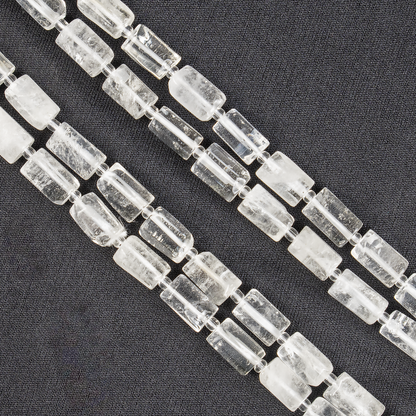 Clear Quartz Gemstone Pipe Bead, Crystal Healing Tube Beads.  DestGlow