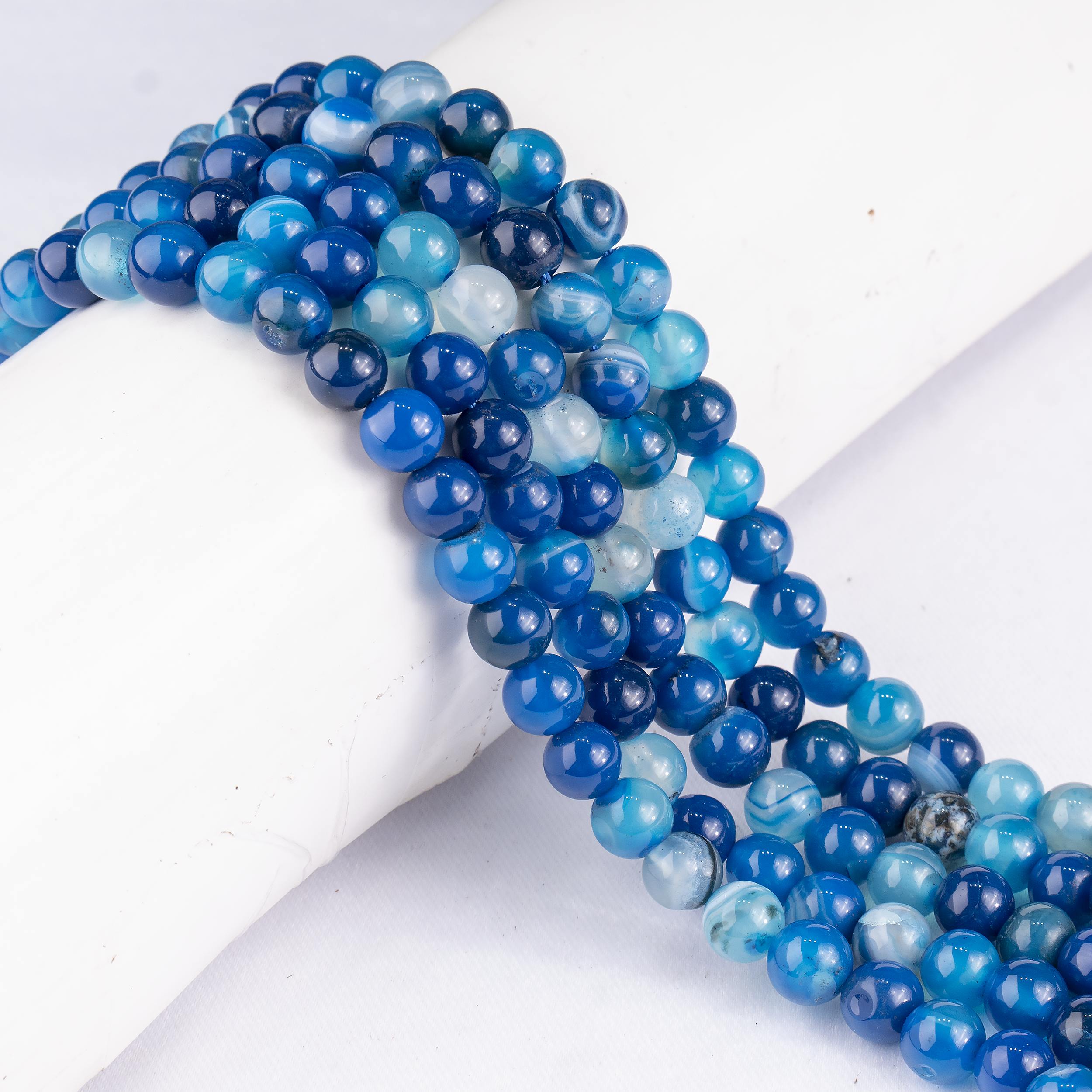 Blue Banded Agate Beads, Natural Crystal Round Beads 6mm to 12mm  DestGlow