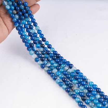 Blue Banded Agate Beads, Natural Crystal Round Beads 6mm to 12mm  DestGlow