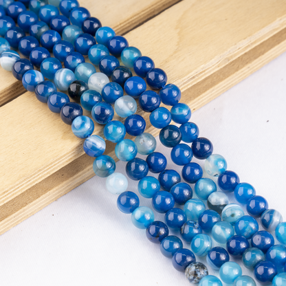 Blue Banded Agate Beads, Natural Crystal Round Beads 6mm to 12mm  DestGlow