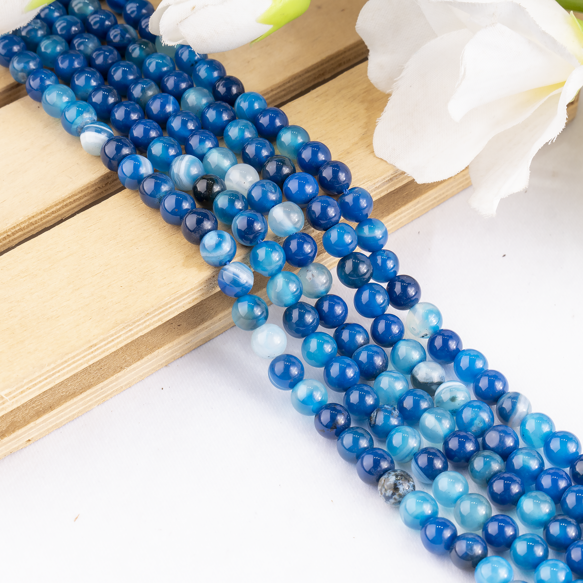 Blue Banded Agate Beads, Natural Crystal Round Beads 6mm to 12mm  DestGlow