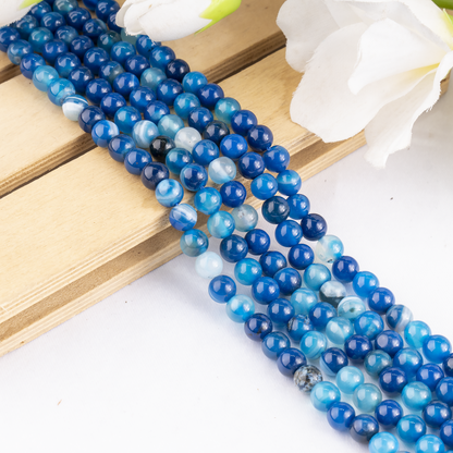 Blue Banded Agate Beads, Natural Crystal Round Beads 6mm to 12mm  DestGlow