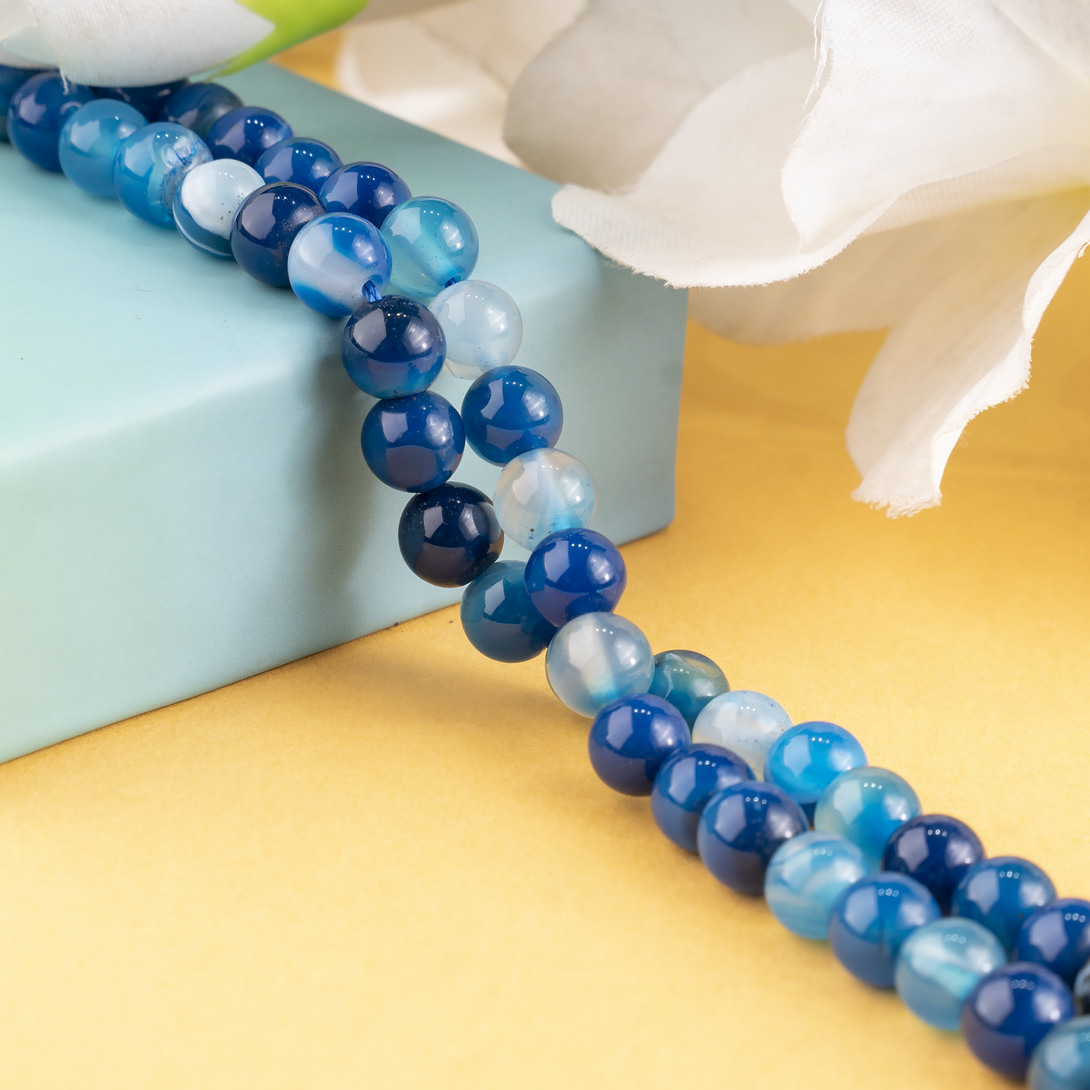 Blue Banded Agate Beads, Natural Crystal Round Beads 6mm to 12mm  DestGlow