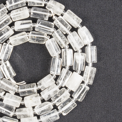 Clear Quartz Gemstone Pipe Bead, Crystal Healing Tube Beads.