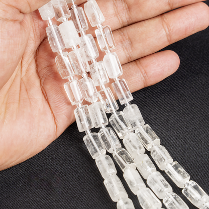 Clear Quartz Gemstone Pipe Bead, Crystal Healing Tube Beads.  DestGlow