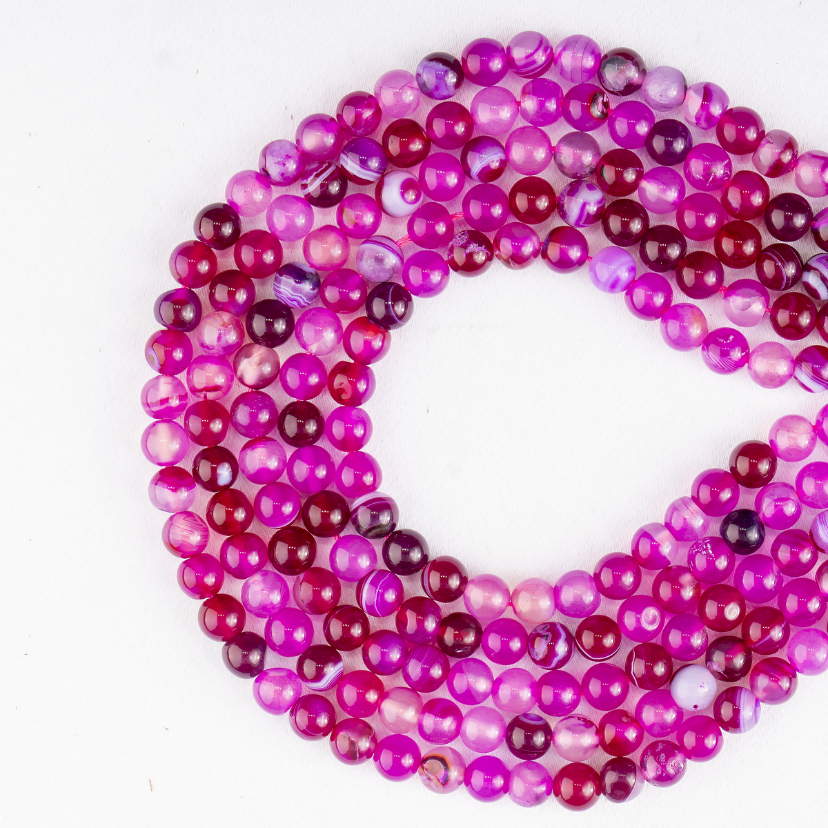 Pink Banded Agate Beads, Natural Crystal Round Beads 6mm to 10mm