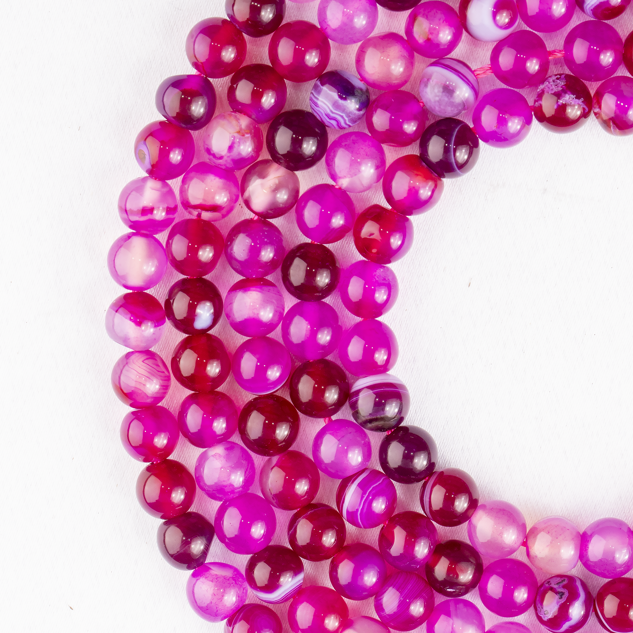 Pink Banded Agate Beads, Natural Crystal Round Beads 6mm to 10mm  DestGlow