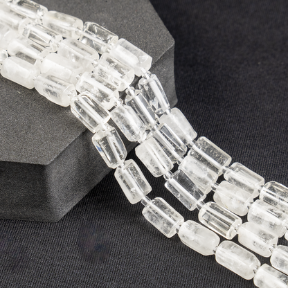 Clear Quartz Gemstone Pipe Bead, Crystal Healing Tube Beads.  DestGlow