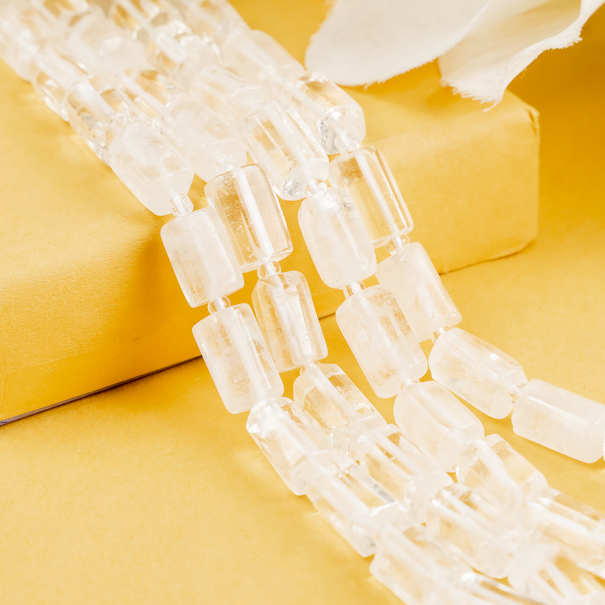 Clear Quartz Gemstone Pipe Bead, Crystal Healing Tube Beads.  DestGlow