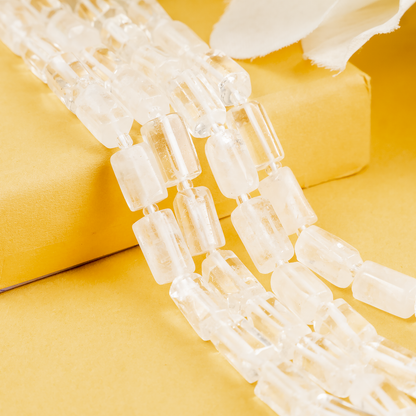 Clear Quartz Gemstone Pipe Bead, Crystal Healing Tube Beads.  DestGlow