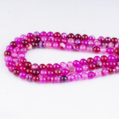 Pink Banded Agate Beads, Natural Crystal Round Beads 6mm to 10mm  DestGlow