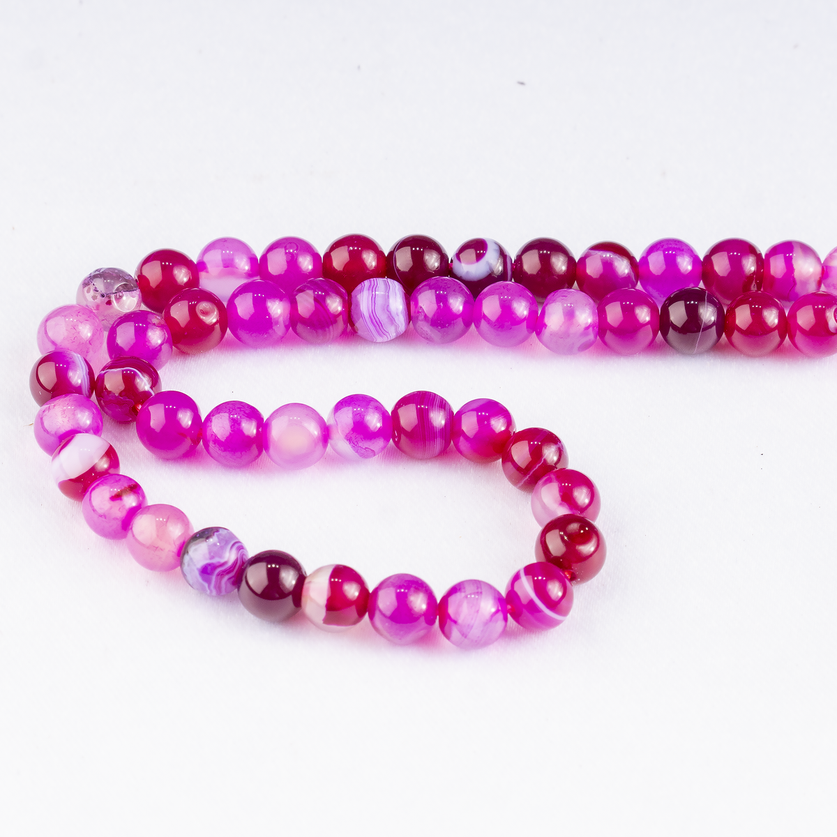 Pink Banded Agate Beads, Natural Crystal Round Beads 6mm to 10mm  DestGlow