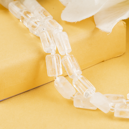 Clear Quartz Gemstone Pipe Bead, Crystal Healing Tube Beads.  DestGlow