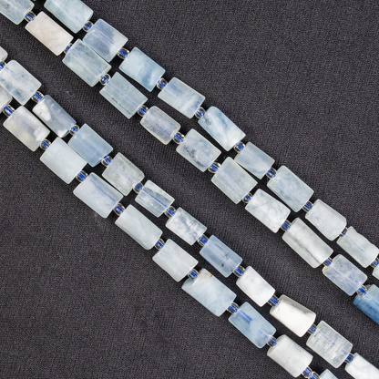Aquamarine Gemstone Pipe Bead, Crystal Healing Tube Beads.