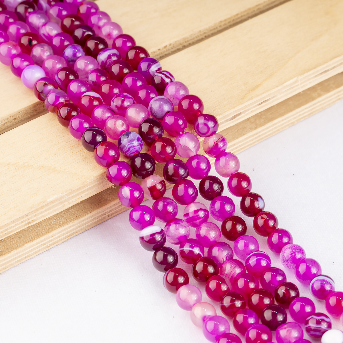 Pink Banded Agate Beads, Natural Crystal Round Beads 6mm to 10mm  DestGlow