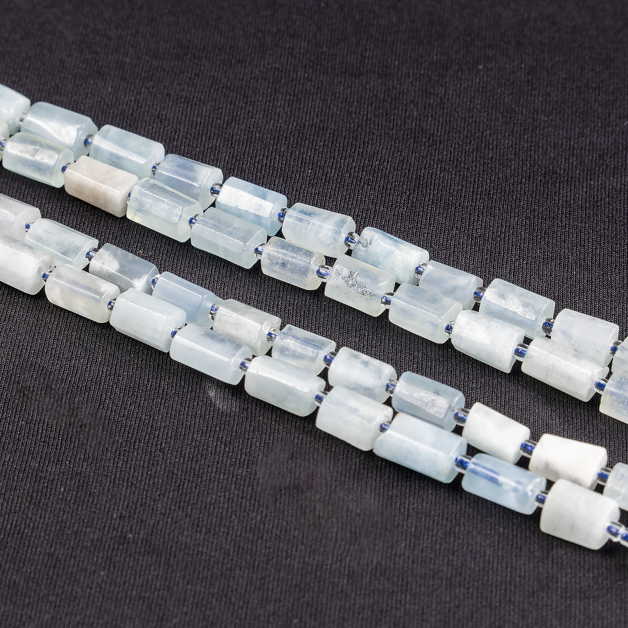 Aquamarine Gemstone Pipe Bead, Crystal Healing Tube Beads.