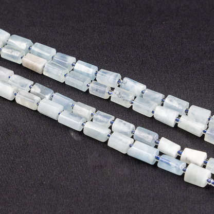 Aquamarine Gemstone Pipe Bead, Crystal Healing Tube Beads.