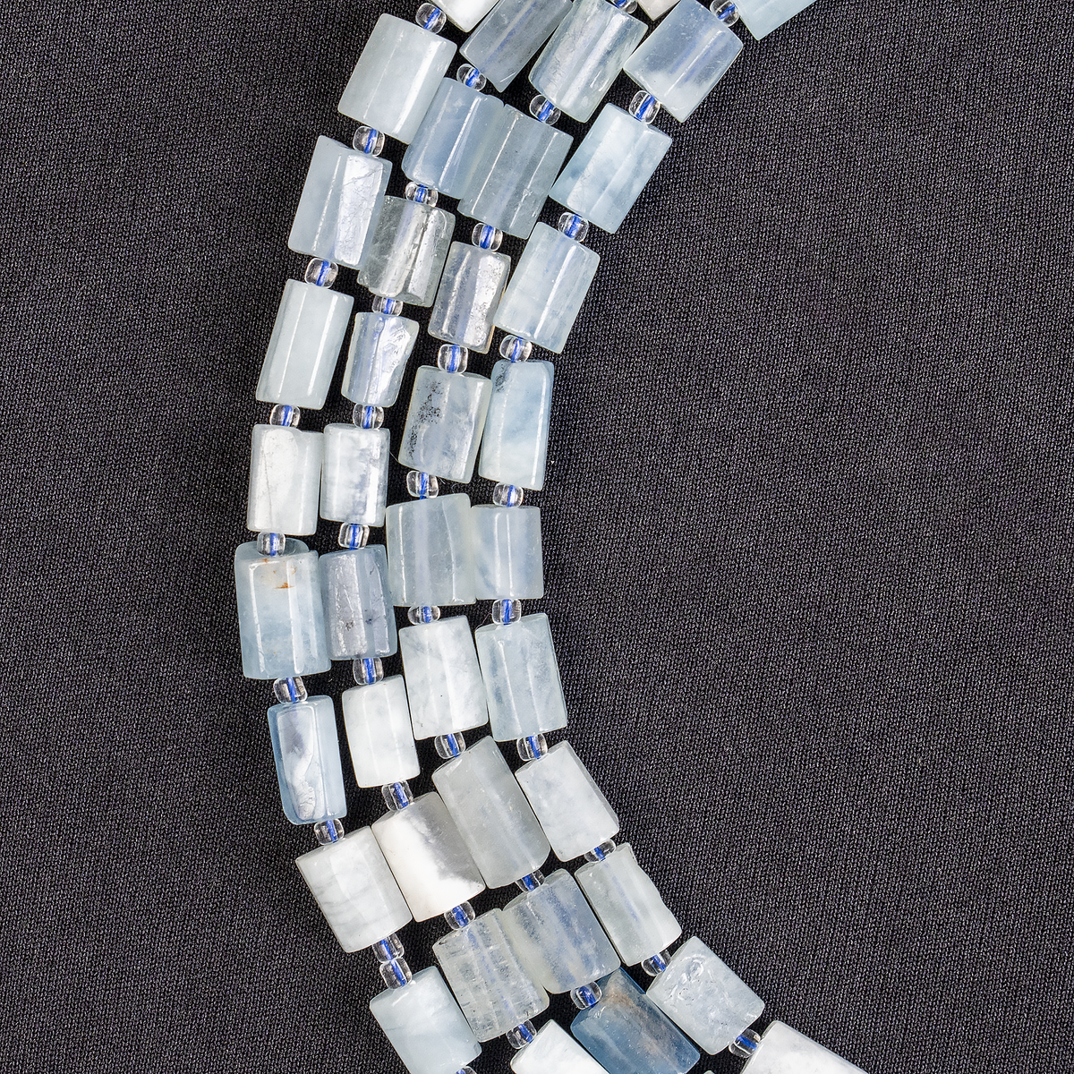 Aquamarine Gemstone Pipe Bead, Crystal Healing Tube Beads.