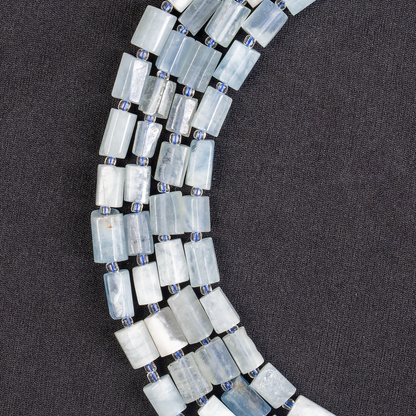 Aquamarine Gemstone Pipe Bead, Crystal Healing Tube Beads.