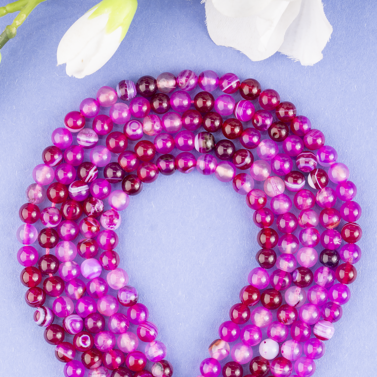 Pink Banded Agate Beads, Natural Crystal Round Beads 6mm to 10mm