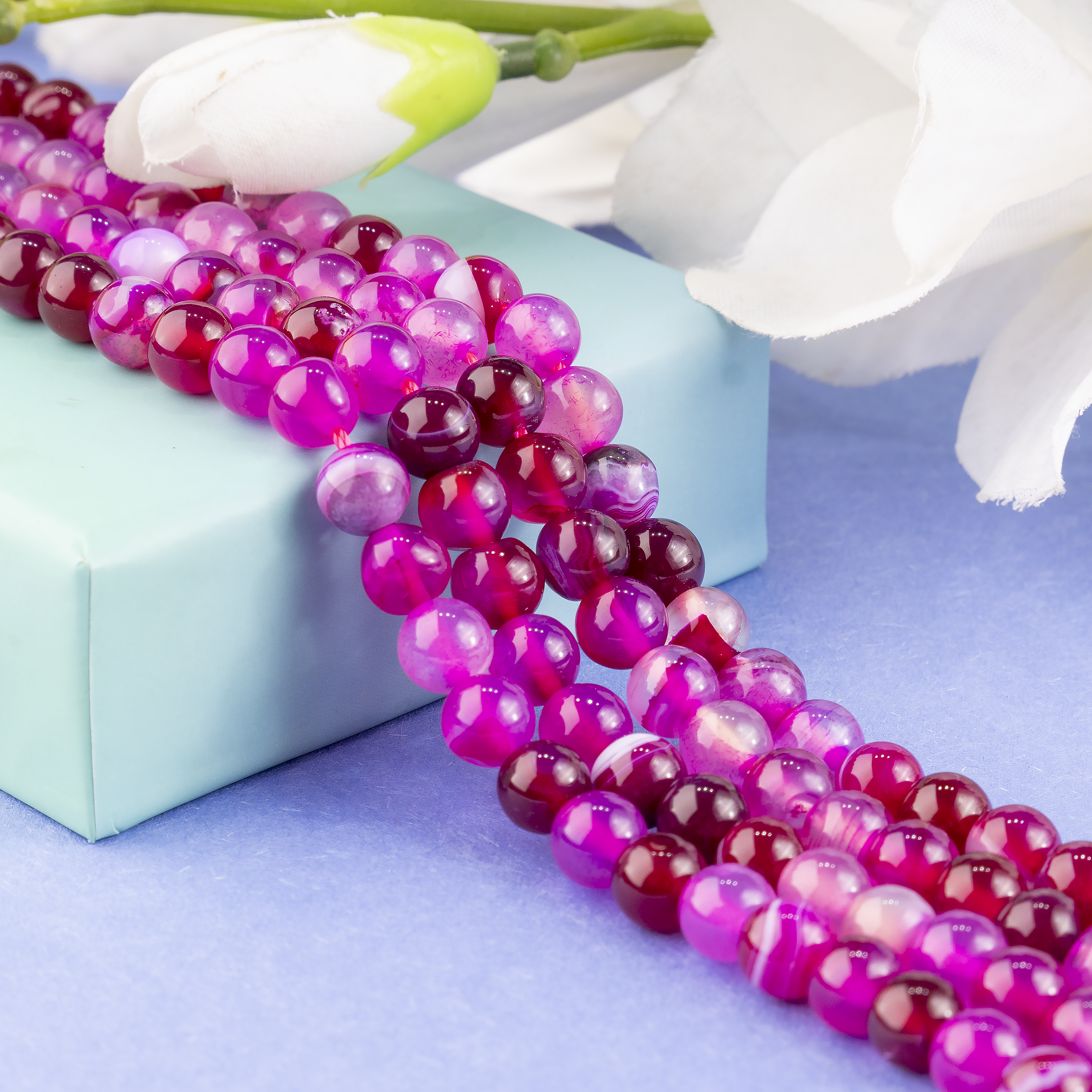 Pink Banded Agate Beads, Natural Crystal Round Beads 6mm to 10mm  DestGlow