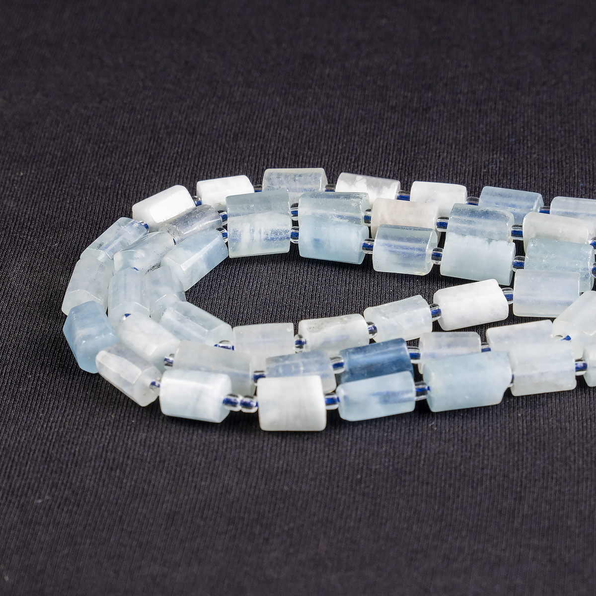 Aquamarine Gemstone Pipe Bead, Crystal Healing Tube Beads.