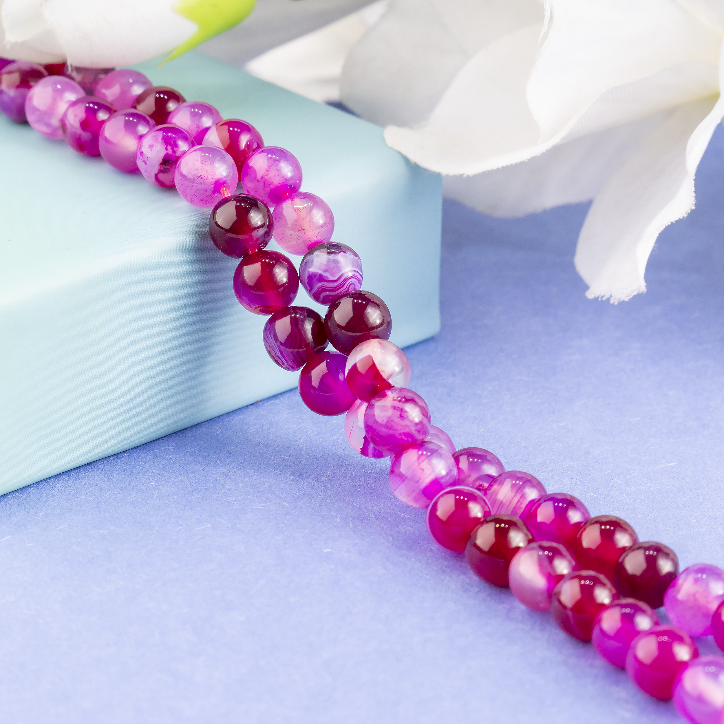 Pink Banded Agate Beads, Natural Crystal Round Beads 6mm to 10mm  DestGlow