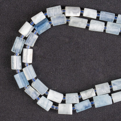 Aquamarine Gemstone Pipe Bead, Crystal Healing Tube Beads.
