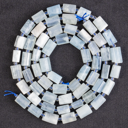 Aquamarine Gemstone Pipe Bead, Crystal Healing Tube Beads.