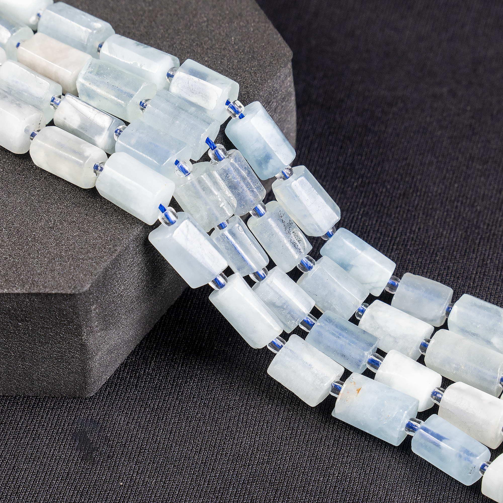 Aquamarine Gemstone Pipe Bead, Crystal Healing Tube Beads.
