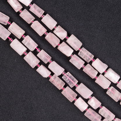 Rose Quartz Gemstone Pipe Bead, Crystal Healing Tube Beads.  DestGlow