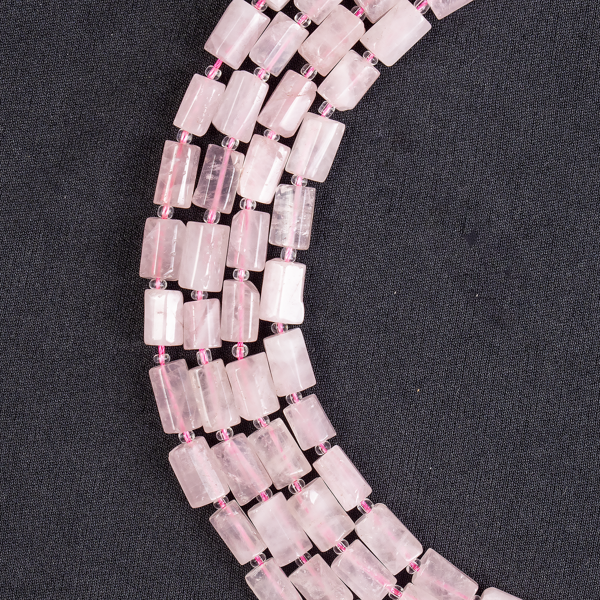 Rose Quartz Gemstone Pipe Bead, Crystal Healing Tube Beads.  DestGlow
