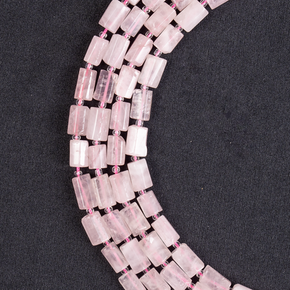 Rose Quartz Gemstone Pipe Bead, Crystal Healing Tube Beads.  DestGlow
