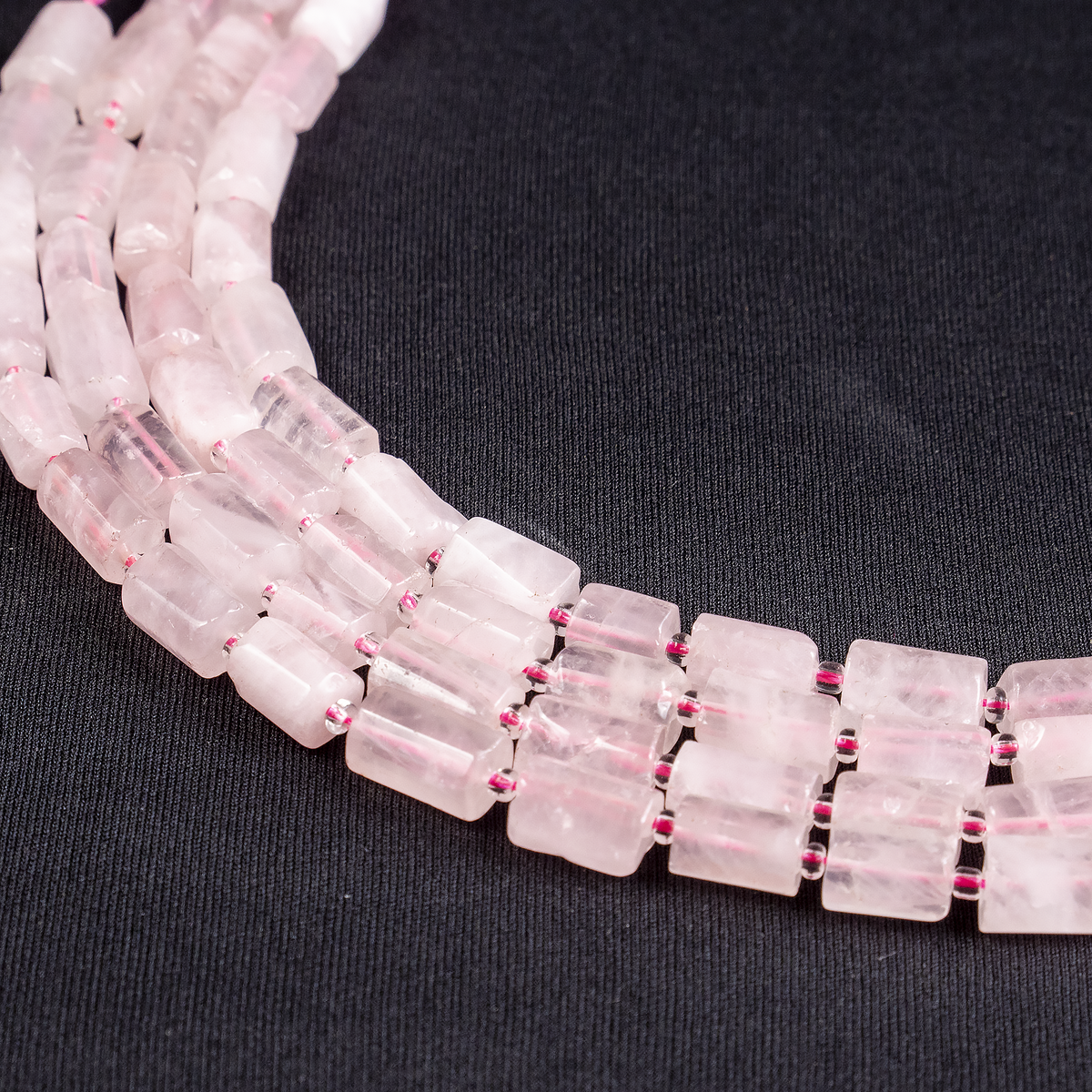 Rose Quartz Gemstone Pipe Bead, Crystal Healing Tube Beads.  DestGlow