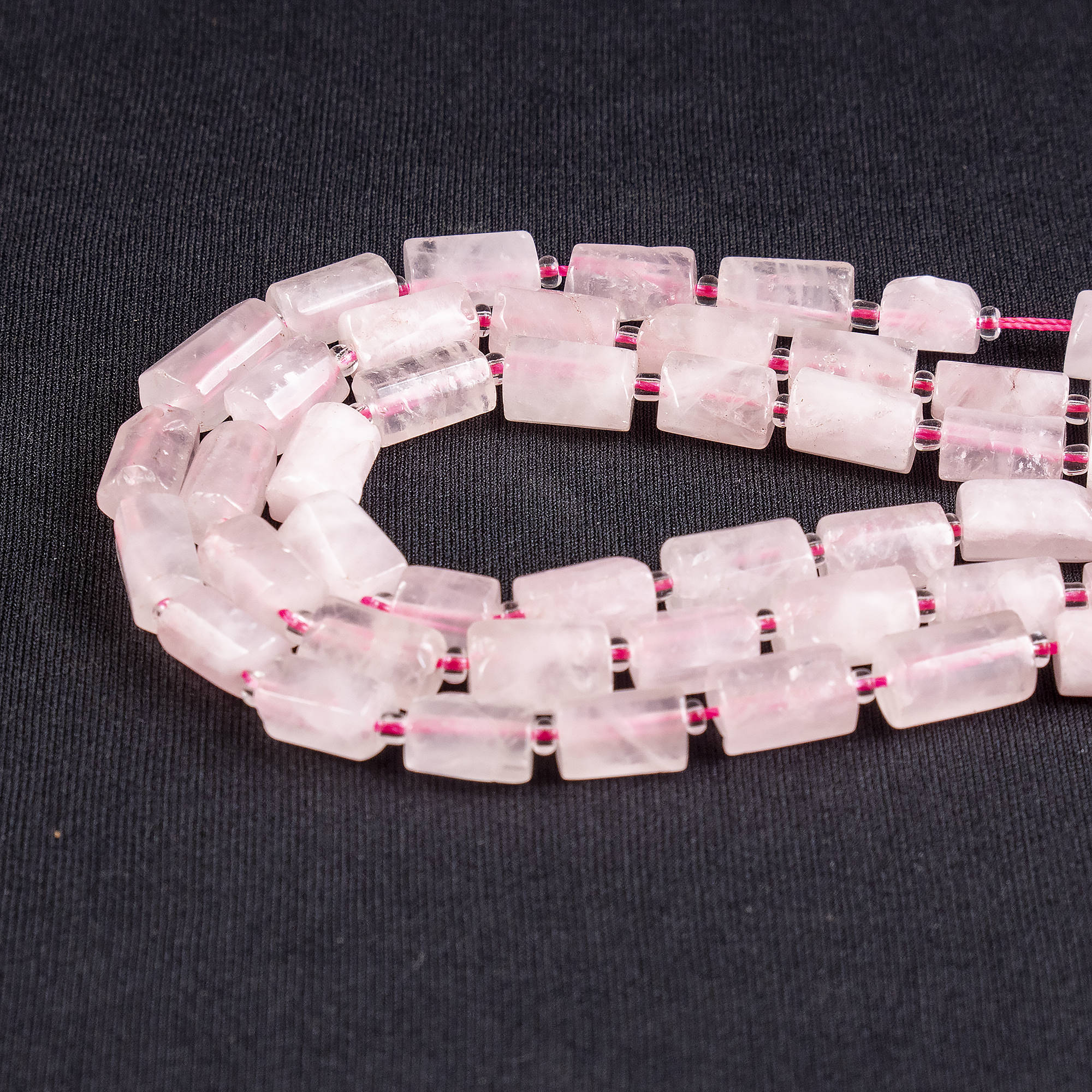 Rose Quartz Gemstone Pipe Bead, Crystal Healing Tube Beads.  DestGlow